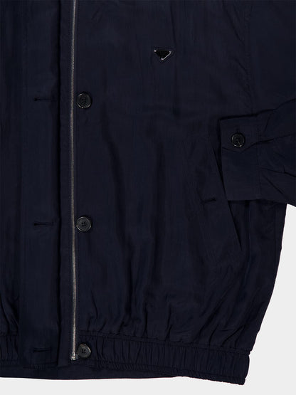 Blue Buttoned Silk Jacket