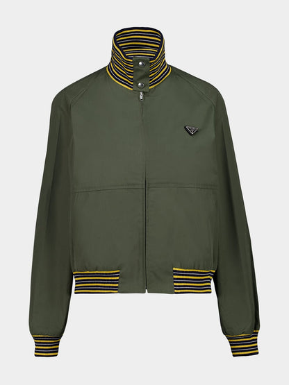 Military Green Cotton Zip Jacket