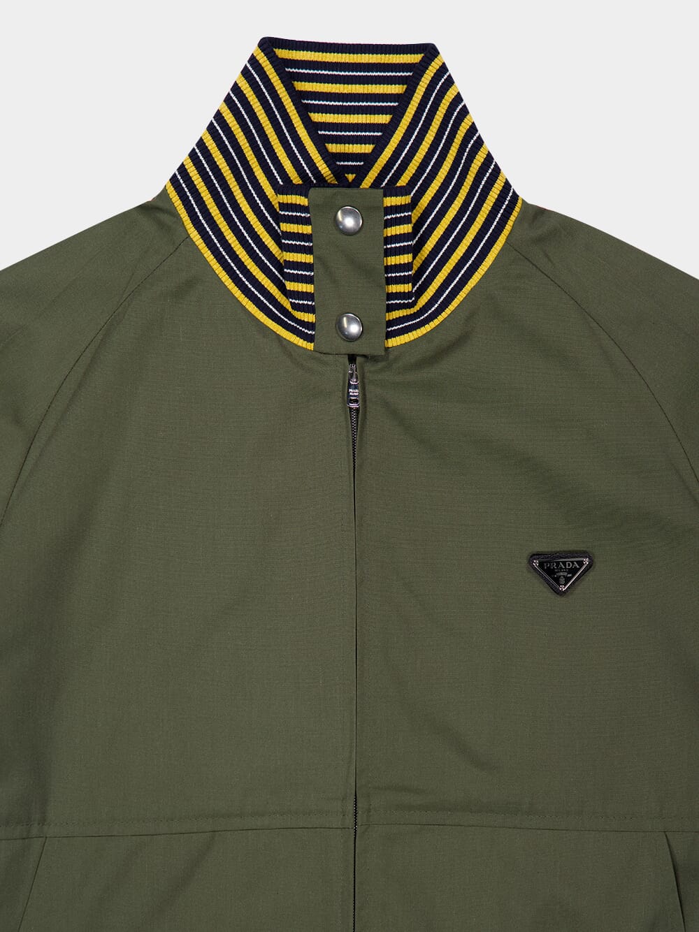 Military Green Cotton Zip Jacket