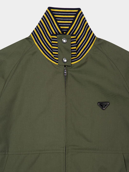 Military Green Cotton Zip Jacket