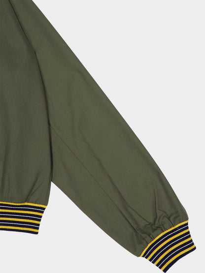 Military Green Cotton Zip Jacket