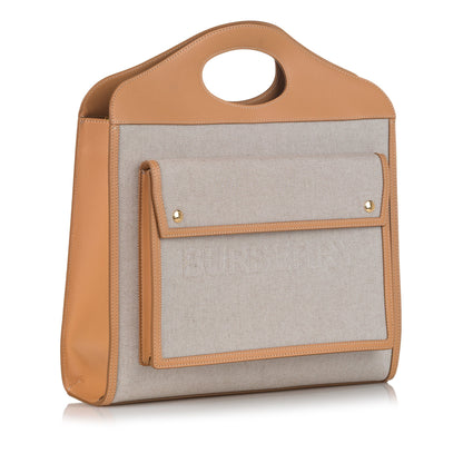 Burberry Pocket Tote Brown Canvas