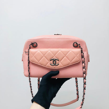 Pink Caviar and Quilted Lambskin Leather Coco Break Camera Bag