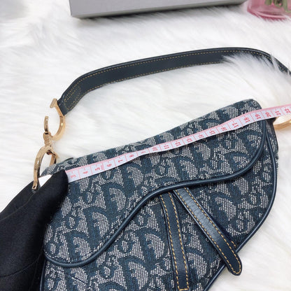Small Oblique Saddle Bag Blue
