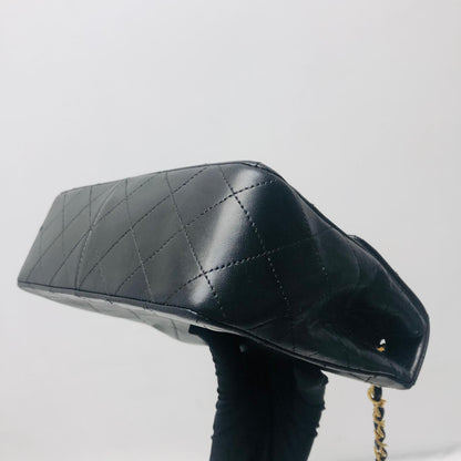 Vintage Mini Square Flap Lambskin Bag in Black Quilted Lambskin Leather GHW