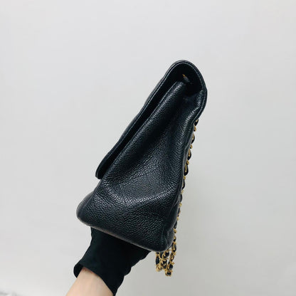Classic Single Flap Jumbo Bag in Black Caviar with GHW