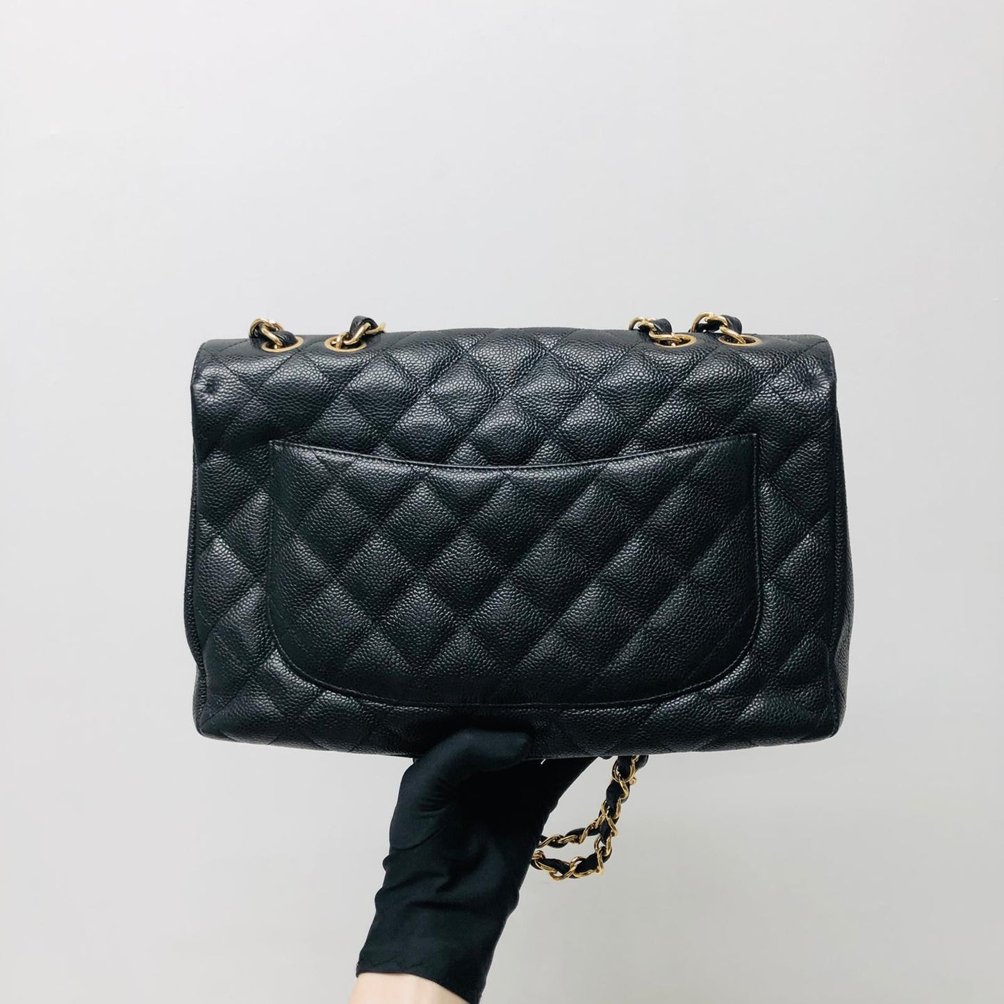 Classic Single Flap Jumbo Bag in Black Caviar with GHW