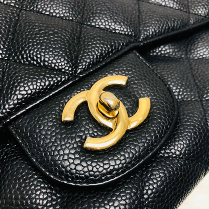 Classic Single Flap Jumbo Bag in Black Caviar with GHW