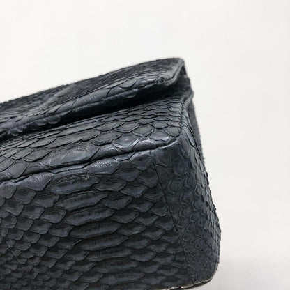 Maxi Double Flap Python Leather in Black RHW