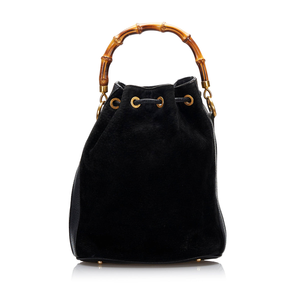 Gucci Suede Bamboo Bucket Satchel