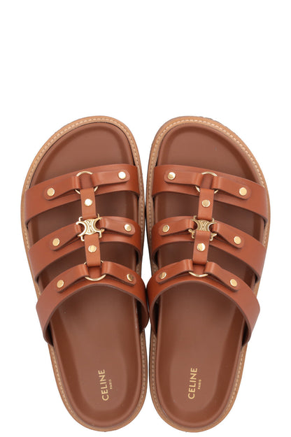 CELINE Tippi Mules Brown Leather