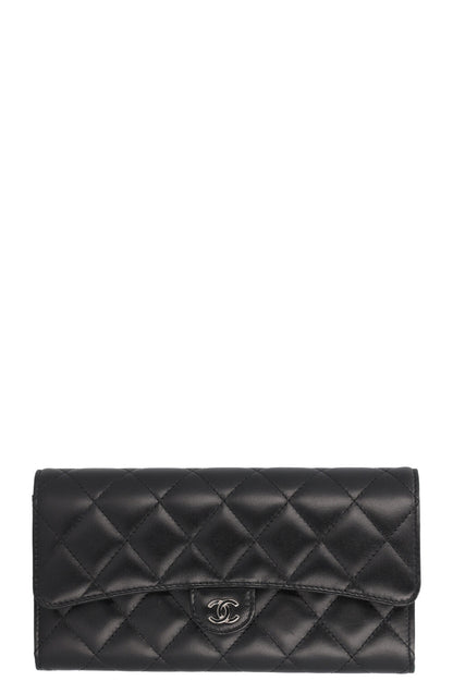 CHANEL Classic Long Wallet Leather Black