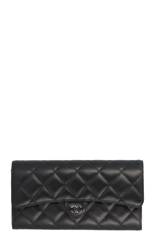 CHANEL Classic Long Wallet Leather Black