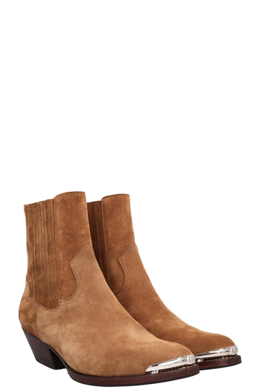 CELINE Cowboy Boots Cognac Suede