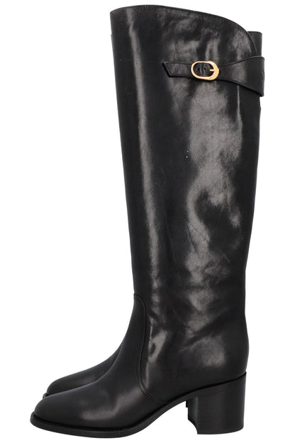 CELINE Riding Triomphe Buckled Boots Black