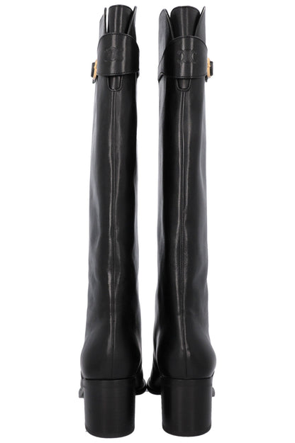 CELINE Riding Triomphe Buckled Boots Black