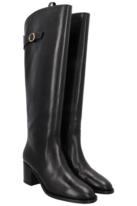 CELINE Riding Triomphe Buckled Boots Black