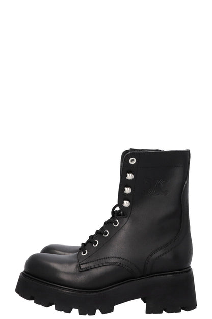 CELINE Triomphe Ranger Lace Up Boots Black