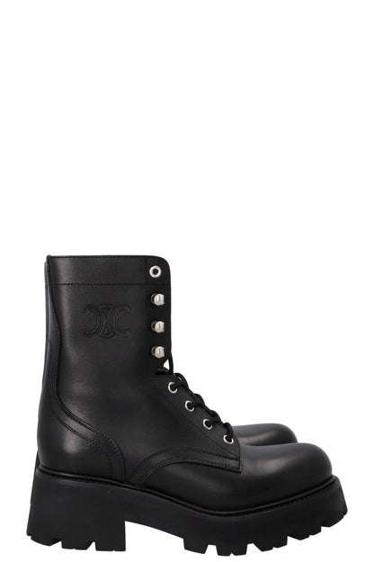 CELINE Triomphe Ranger Lace Up Boots Black