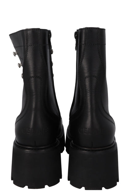 CELINE Triomphe Ranger Lace Up Boots Black