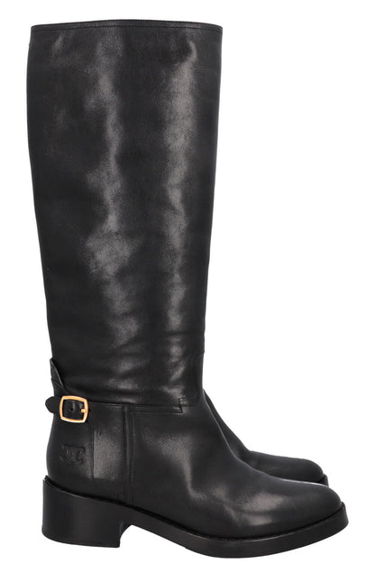 CELINE Knee High Buckled Boots Black