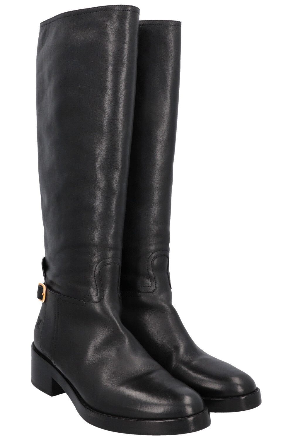 CELINE Knee High Buckled Boots Black
