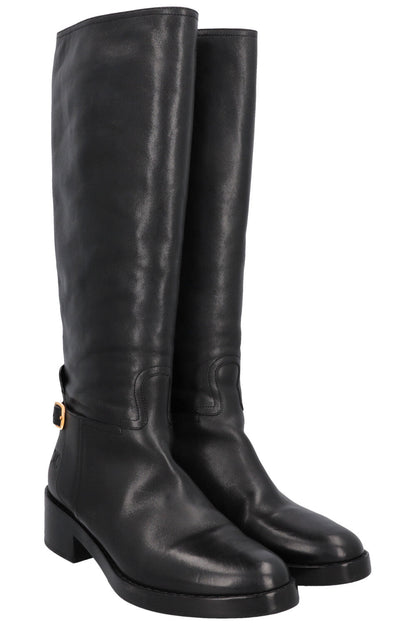 CELINE Knee High Buckled Boots Black