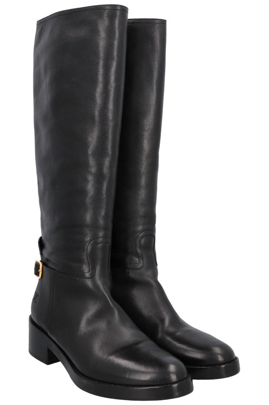 CELINE Knee High Buckled Boots Black