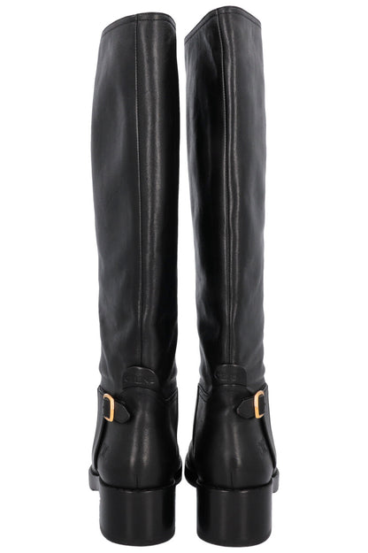 CELINE Knee High Buckled Boots Black