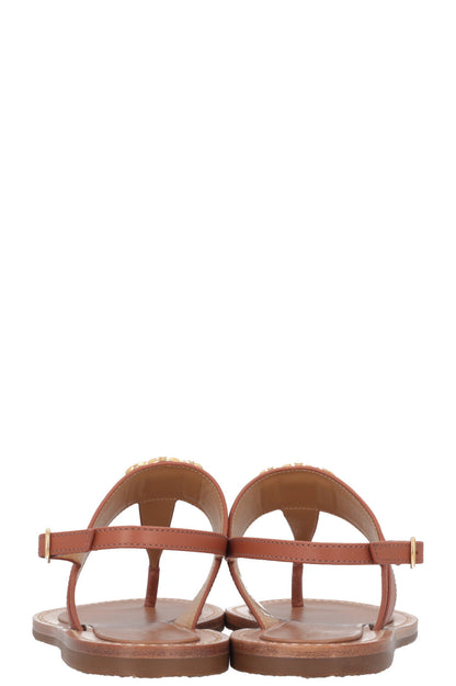 CELINE Lympia Triomphe Flats Leather Brown