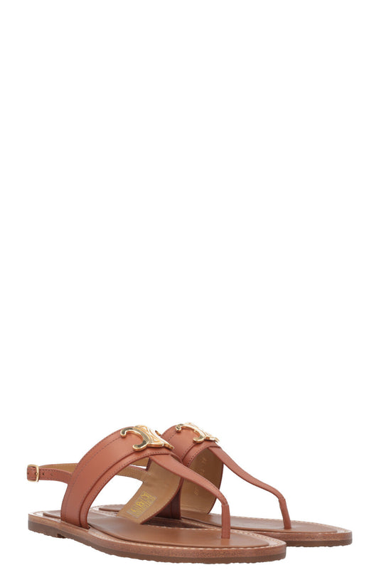 CELINE Lympia Triomphe Flats Leather Brown