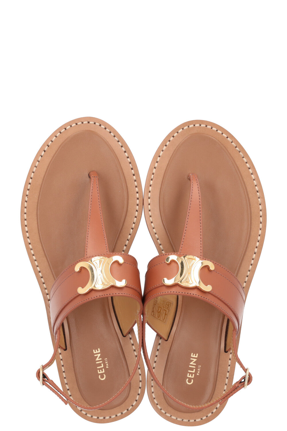 CELINE Lympia Triomphe Flats Leather Brown