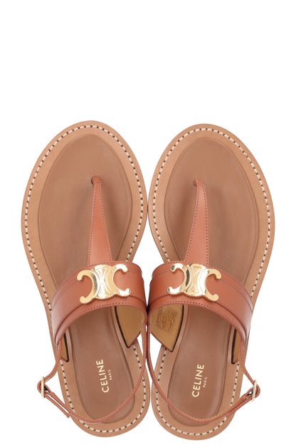 CELINE Lympia Triomphe Flats Leather Brown