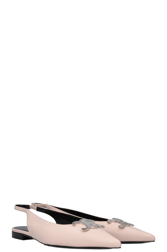 CELINE Alma Triomphe Slingback Flats Leather Rosa