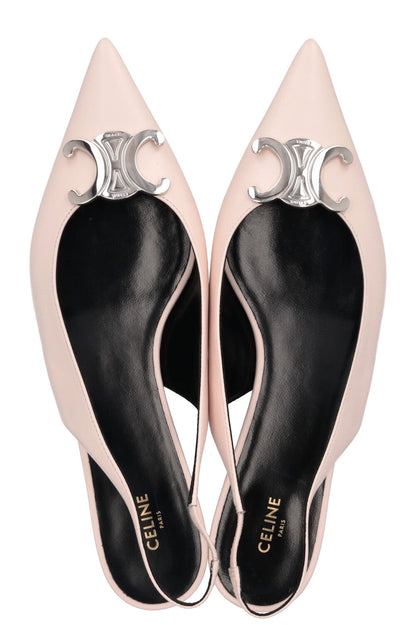 CELINE Alma Triomphe Slingback Flats Leather Rosa