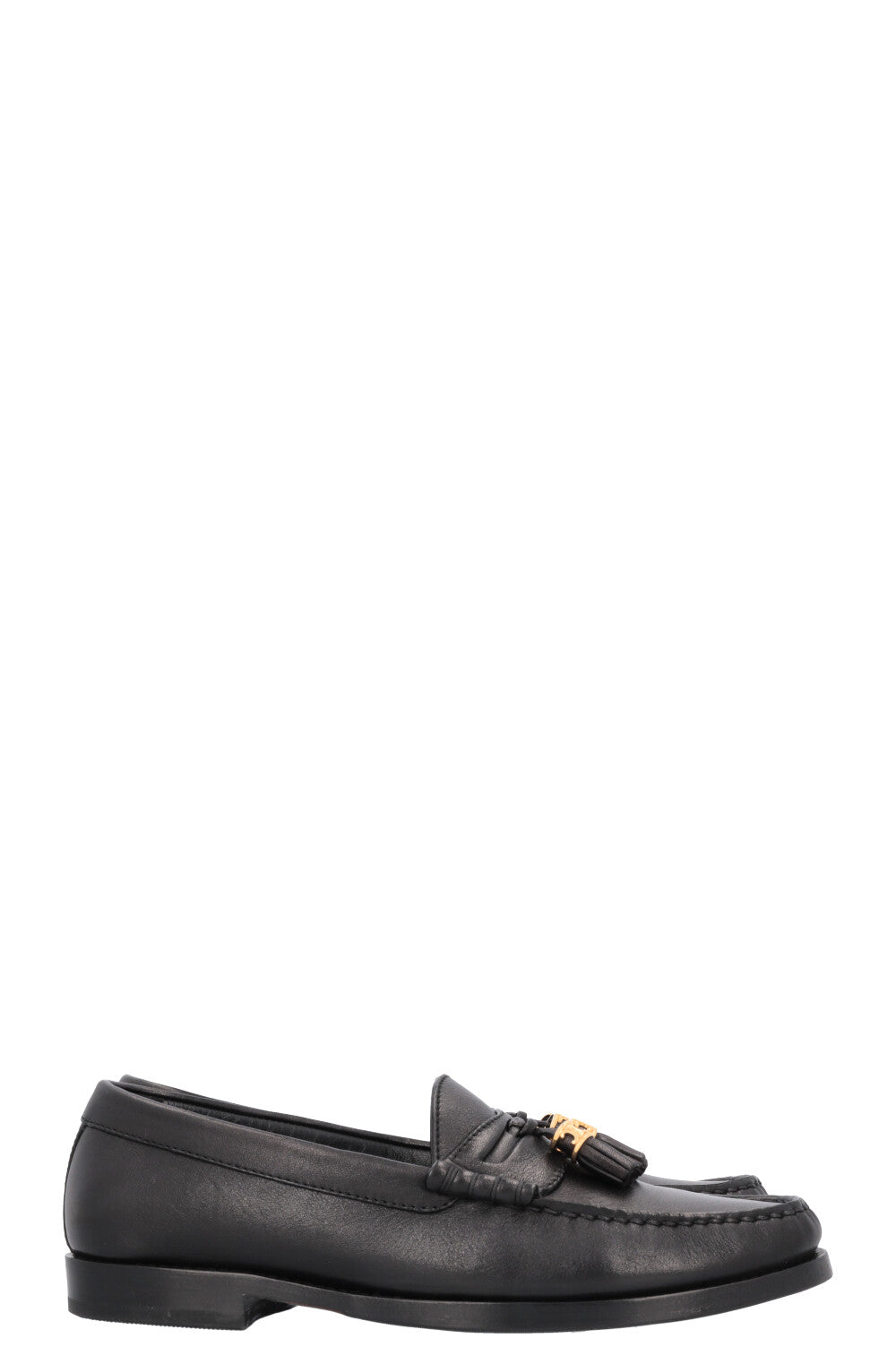 CELINE Tassel Triomphe Flats Leather Black
