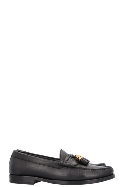 CELINE Tassel Triomphe Flats Leather Black
