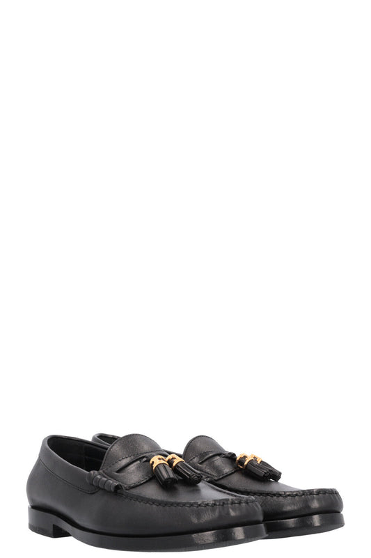 CELINE Tassel Triomphe Flats Leather Black