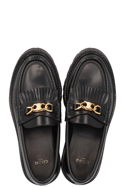 CELINE Margaret Fringed Triomph Loafers Black