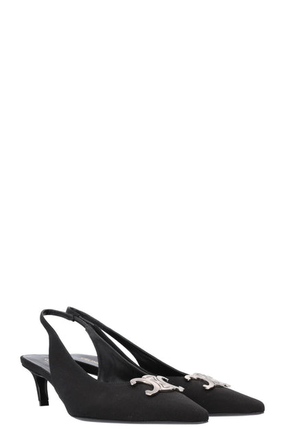 CELINE Alma Triomphe Slingback Heels Black