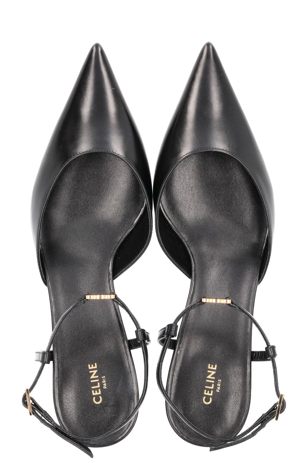 CELINE Triomphe Slingback Heels Black