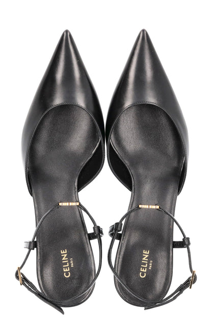 CELINE Triomphe Slingback Heels Black