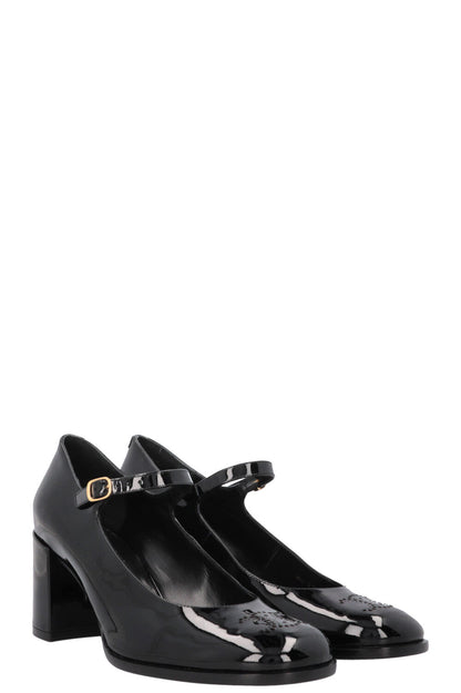 CELINE Lilly Babies Triomphe Mary Jane Heels Patent Black