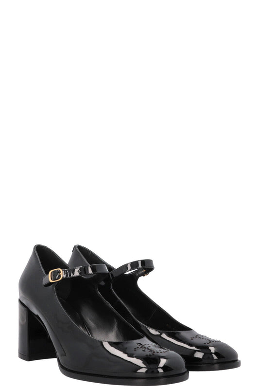 CELINE Lilly Babies Triomphe Mary Jane Heels Patent Black
