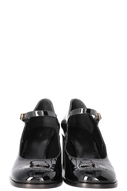 CELINE Lilly Babies Triomphe Mary Jane Heels Patent Black