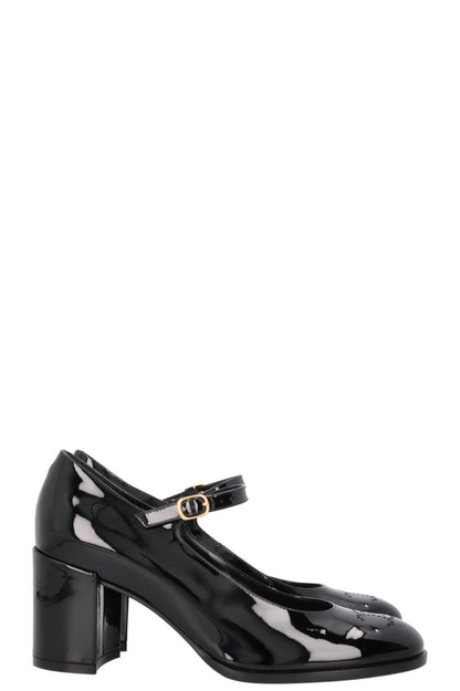 CELINE Lilly Babies Triomphe Mary Jane Heels Patent Black