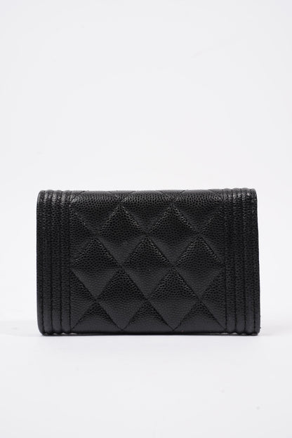 Chanel Tri-fold Boy Small Wallet Black Caviar Leather