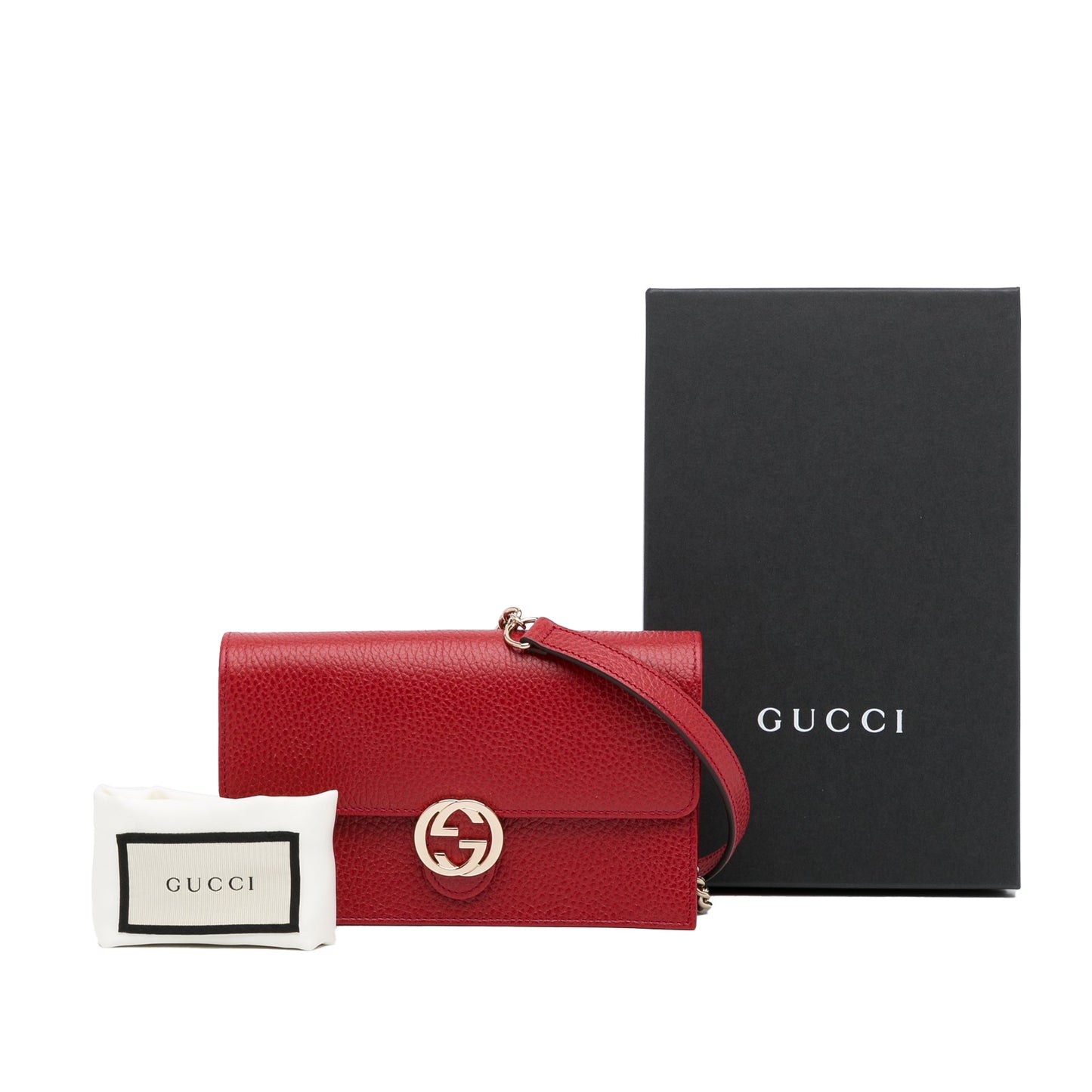 Gucci Interlocking G Wallet On Chain Red Leather