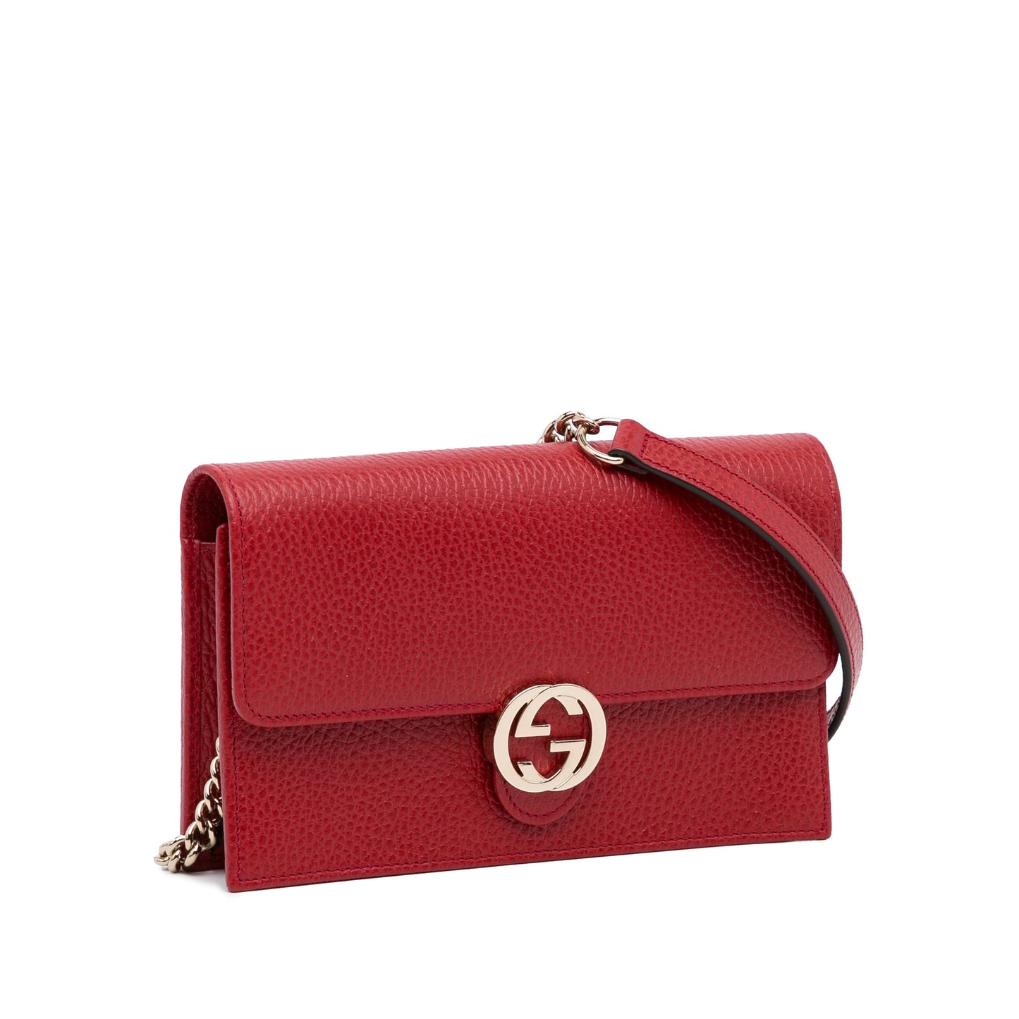 Gucci Interlocking G Wallet On Chain Red Leather