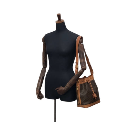 CELINE  Drawstring Shoulder bag Brown Vintage y4ma84